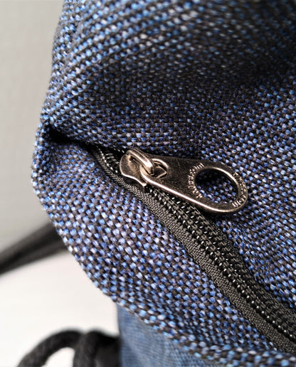 Drawstring bag in mix cotton Pinecone Blue