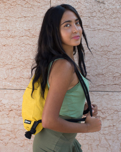 Drawstring Bag in Vegan Leather Freedom Yellow
