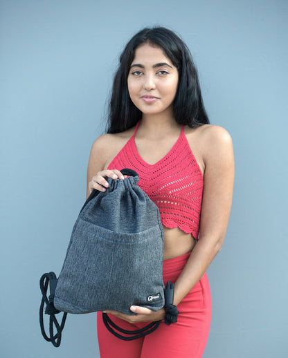 Drawstring bag in mix cotton Pinecone Grey 