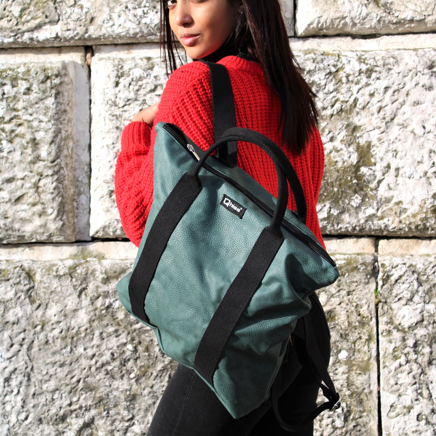 Backpack/Bag mod "Venus" in vegan leather Desert Green