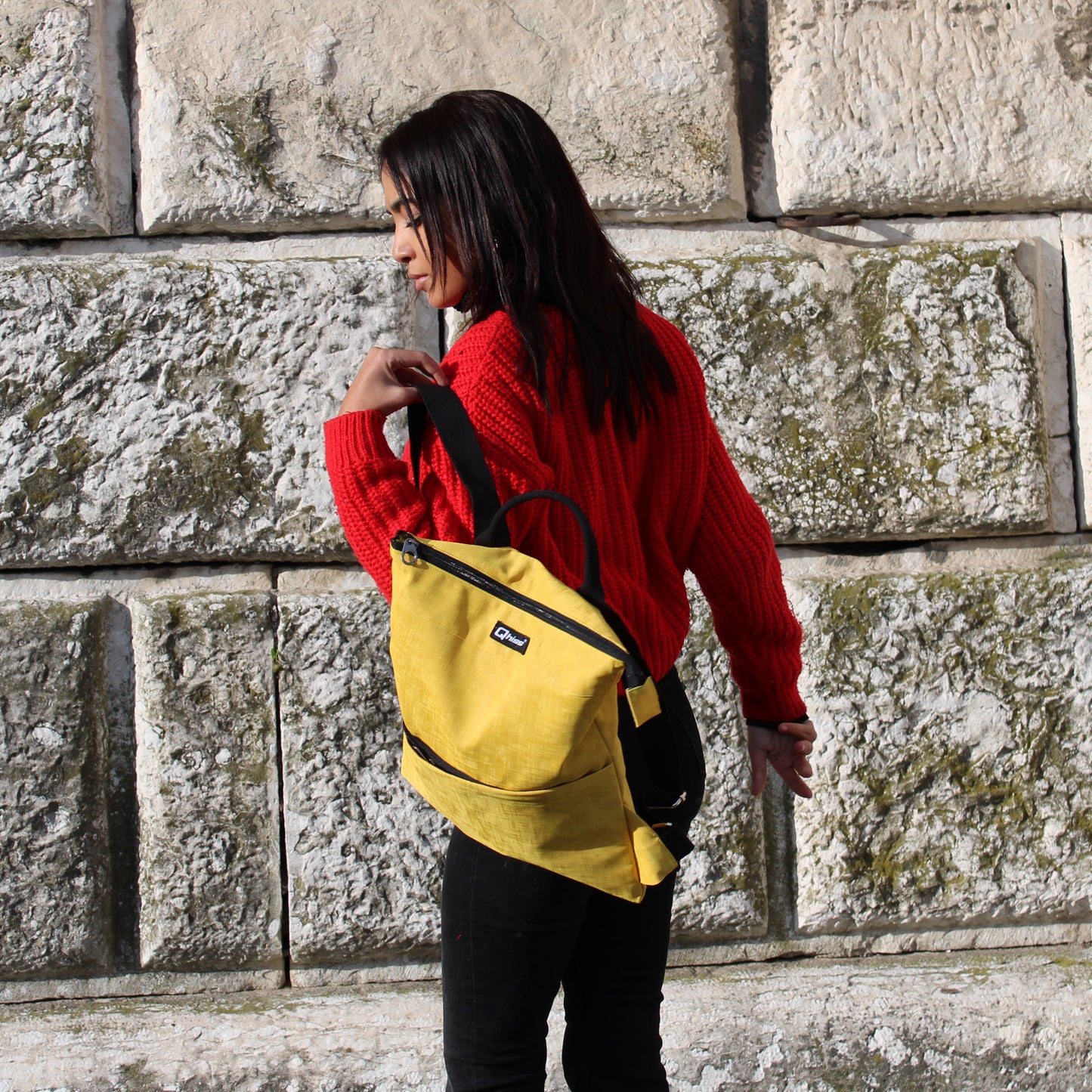 Backpack mod. Mars in faux leather Freedom Yellow