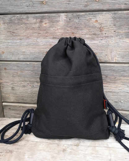 Drawstring Bag in mix cotton Pinecone Black