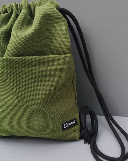 Drawstring bag in mix cotton Pinecone Green