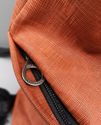 Drawstring Bag in Vegan Leather Orange
