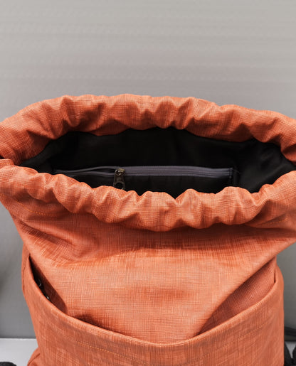 Drawstring Bag in Vegan Leather Orange