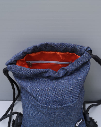 Drawstring bag in mix cotton Pinecone Blue