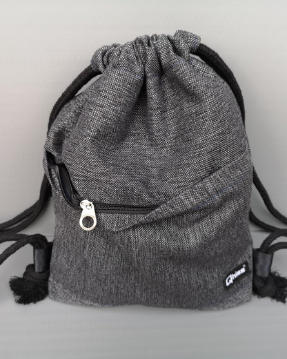 Drawstring bag in mix cotton Pinecone Grey 