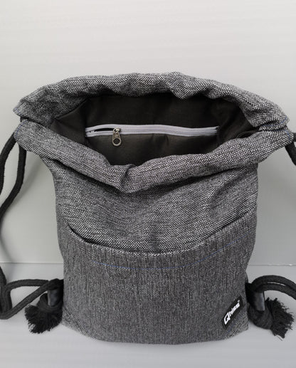 Drawstring bag in mix cotton Pinecone Grey 