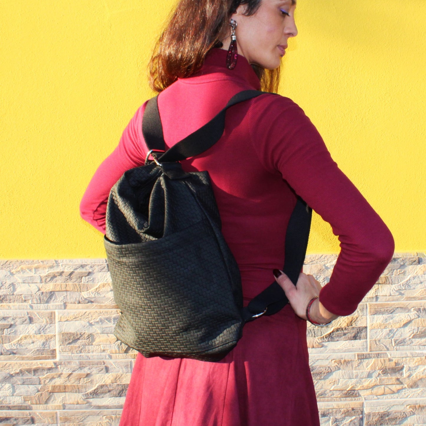 Backpack/Bag mod. Orion in vegan Leather Labyrinth black