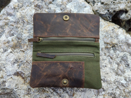 Tobacco Pouch in Leather mod. Berlin Brown/Green