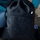 Drawstring Bag in vegan Leather Labyrinth Black